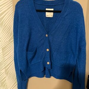 Blue Button-Up Women's Sweater